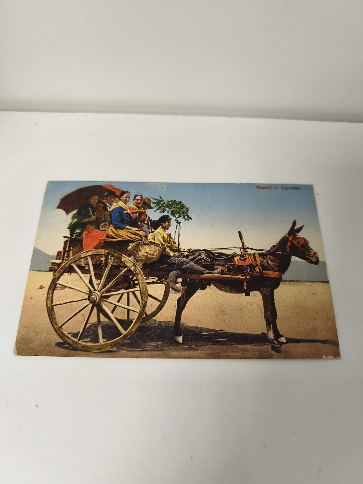 Carte postale vintage ancienne Napoli carretto Italie collection rétro rare