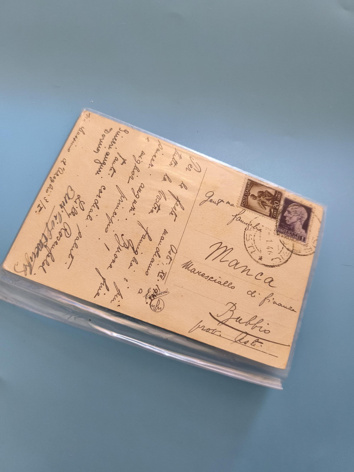 Carte postale ancienne italienne vintage timbre oblitéré époque coloniale rare