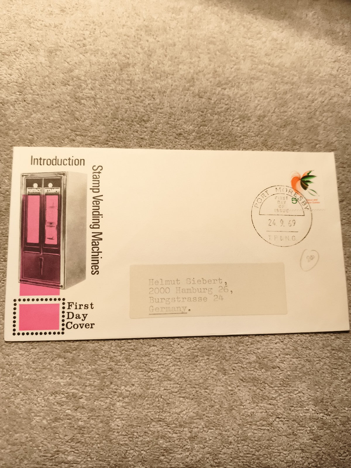 Enveloppe premier jour 1969 Port Moresby Stamp Vending Machines FDC Philatélie