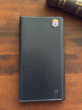 Portefeuille vintage cuir noir badge écusson rétro porte-feuille homme