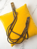 Collier vintage en cuir marron strass rétro, tour de cou multi-rangs