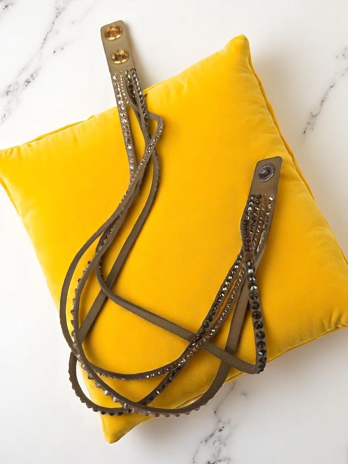 Collier vintage en cuir marron strass rétro, tour de cou multi-rangs