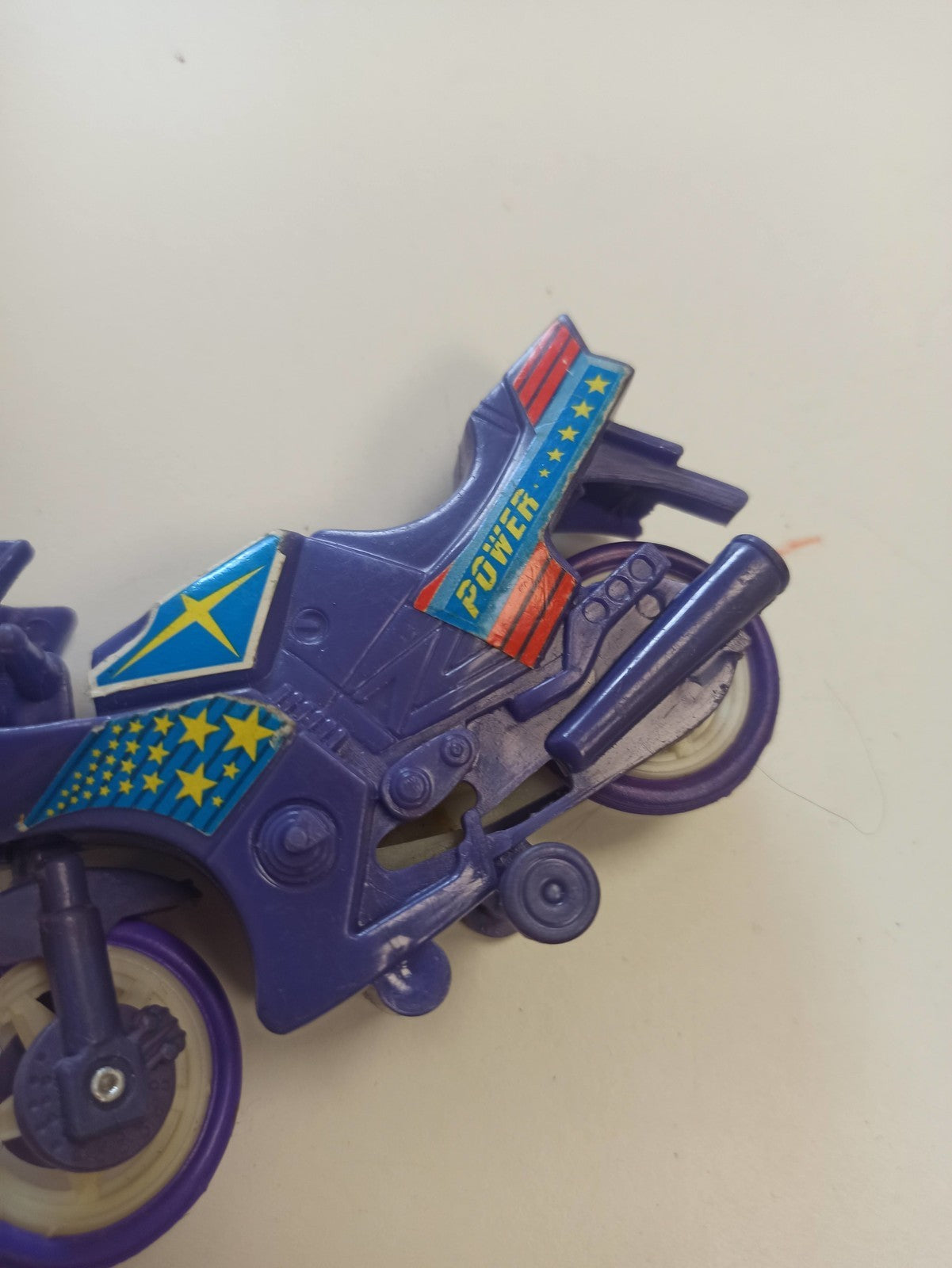Moto jouet vintage MASK années 80, déco étoilée, rétro, rare
