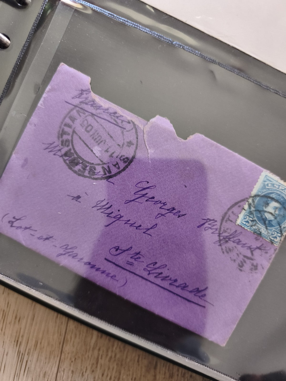 Ancienne enveloppe philatélie oblitérée timbre 25c violet collection vintage