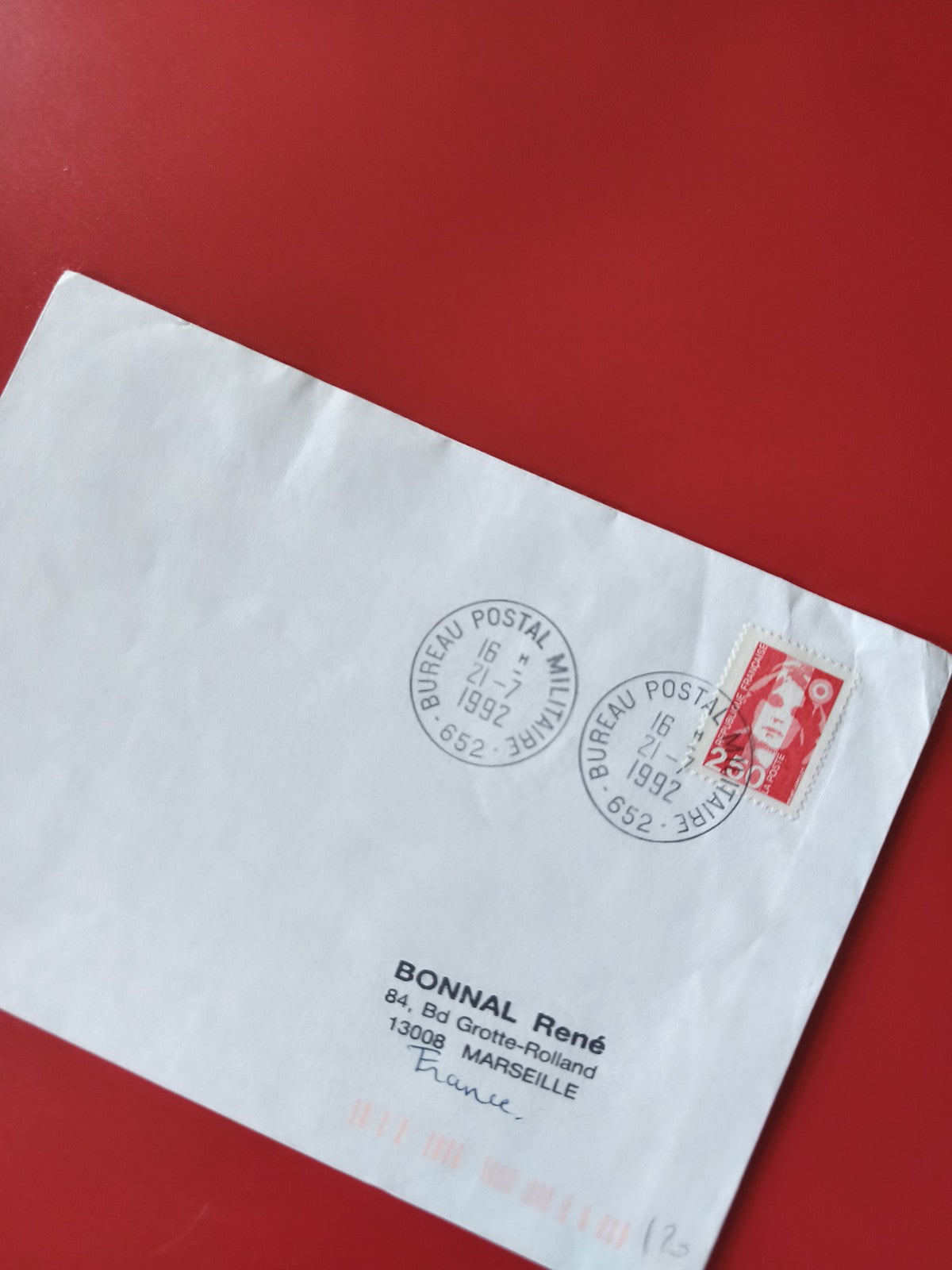 Enveloppe philatélie oblitérée timbre Marianne 2,50F France 1992