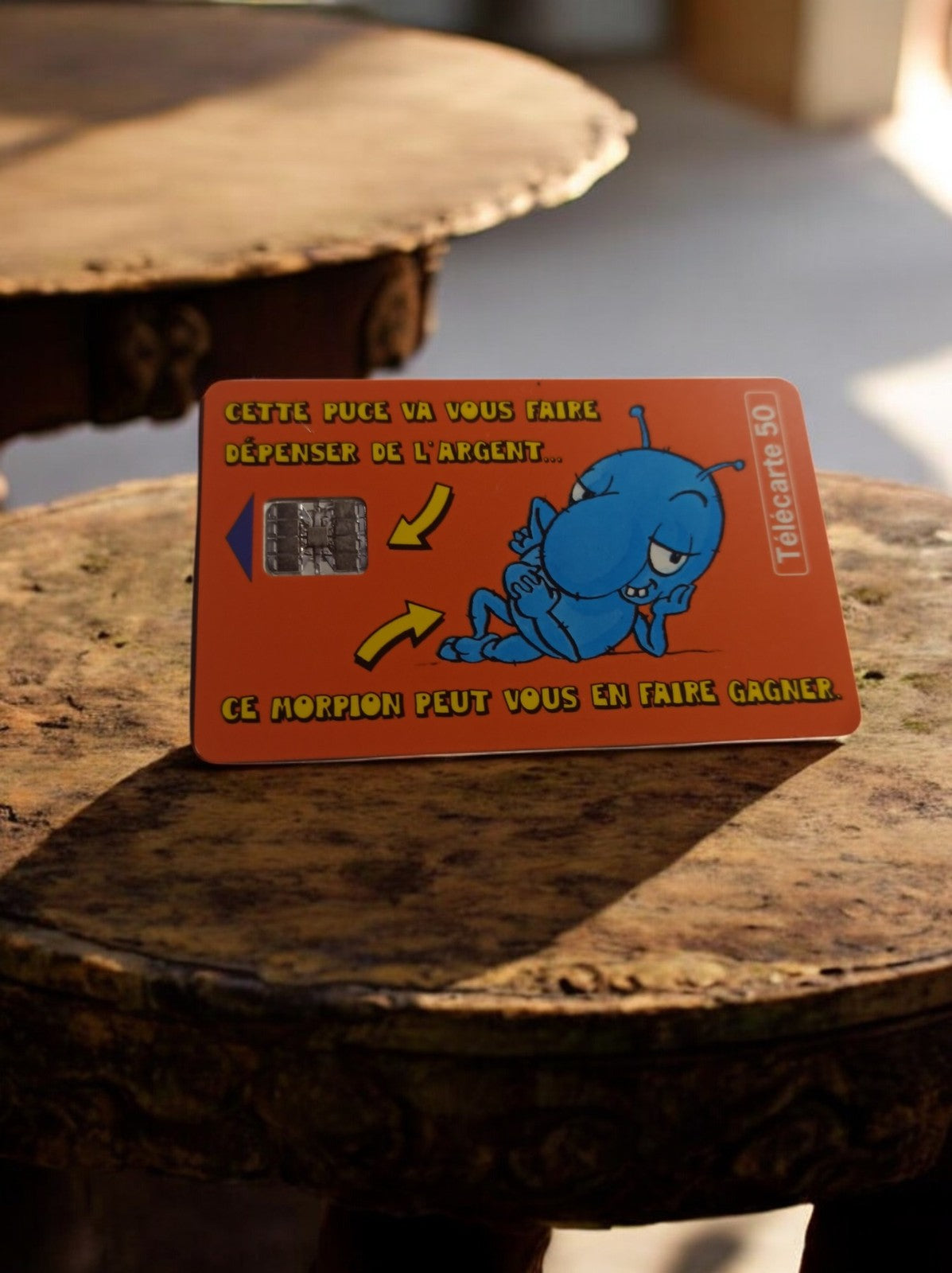 Carte téléphonique vintage Télécarte 50 Morpion humour puce orange