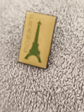 Pin's vintage Tour Eiffel France jaune vert, badge rétro Paris (Ref 5)