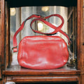 Sac bandoulière Balmain Paris cuir rouge grainé logo femme
