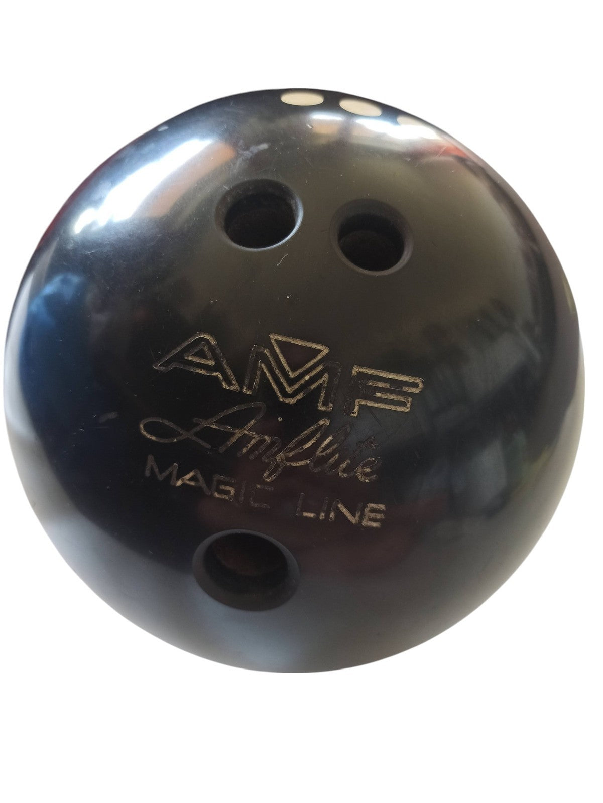 Boule de bowling vintage AMF noire avec sac cuir à restaurer collection