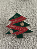 Pin's vintage sapin Europe Giraudy St Arrins vert rouge émaillé (Ref 10)