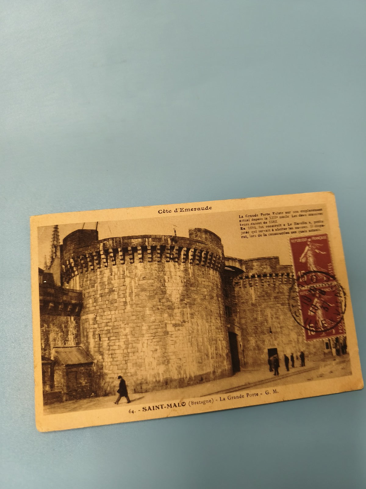 Ancienne carte postale animée Saint-Malo La Grande Porte timbre oblitéré