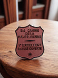 Plaque ancienne métal Sté Canine Haute-Vienne 1er Excellent cynophile vintage