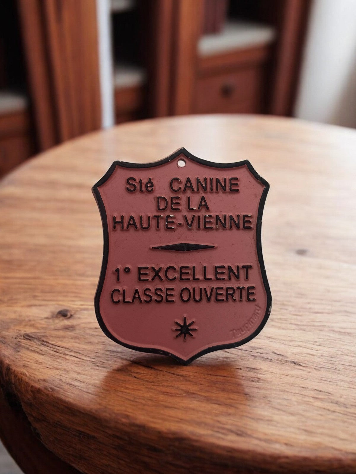 Plaque ancienne métal Sté Canine Haute-Vienne 1er Excellent cynophile vintage