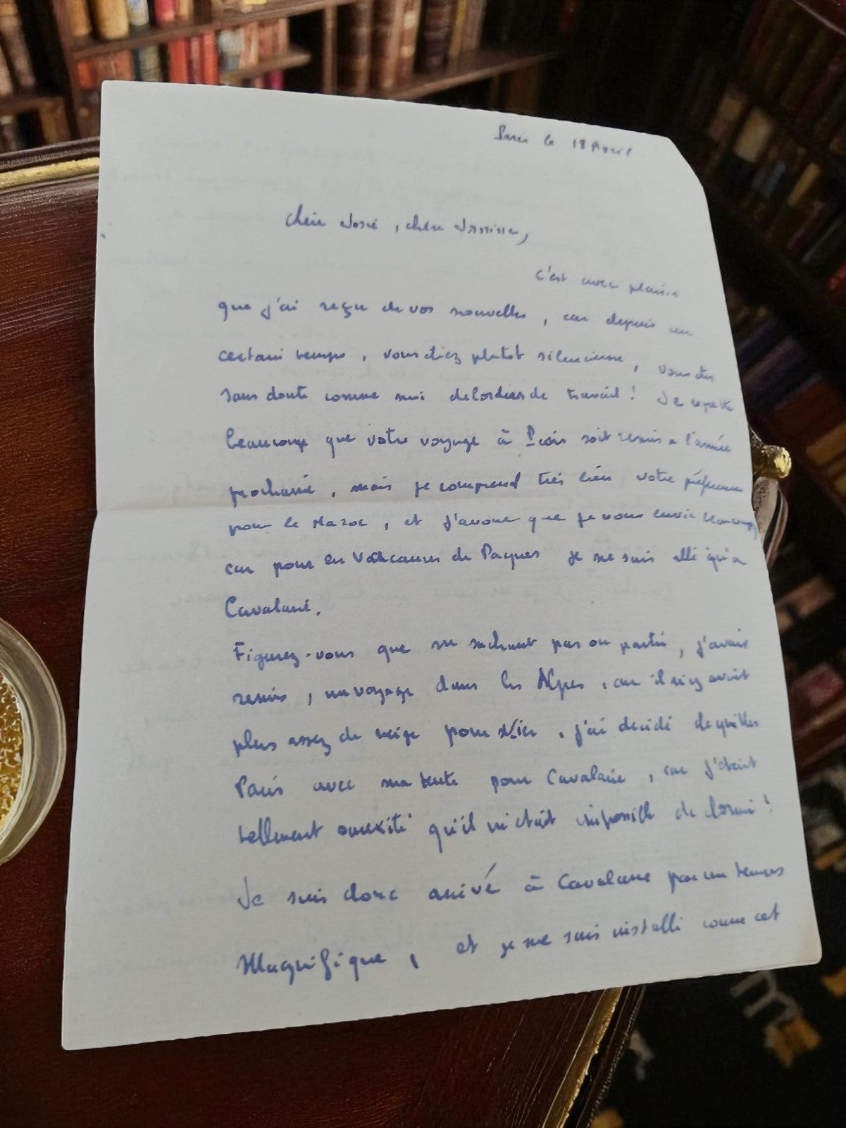 Lettre manuscrite ancienne 1948 Paris encre bleue post WW2 vintage Josie