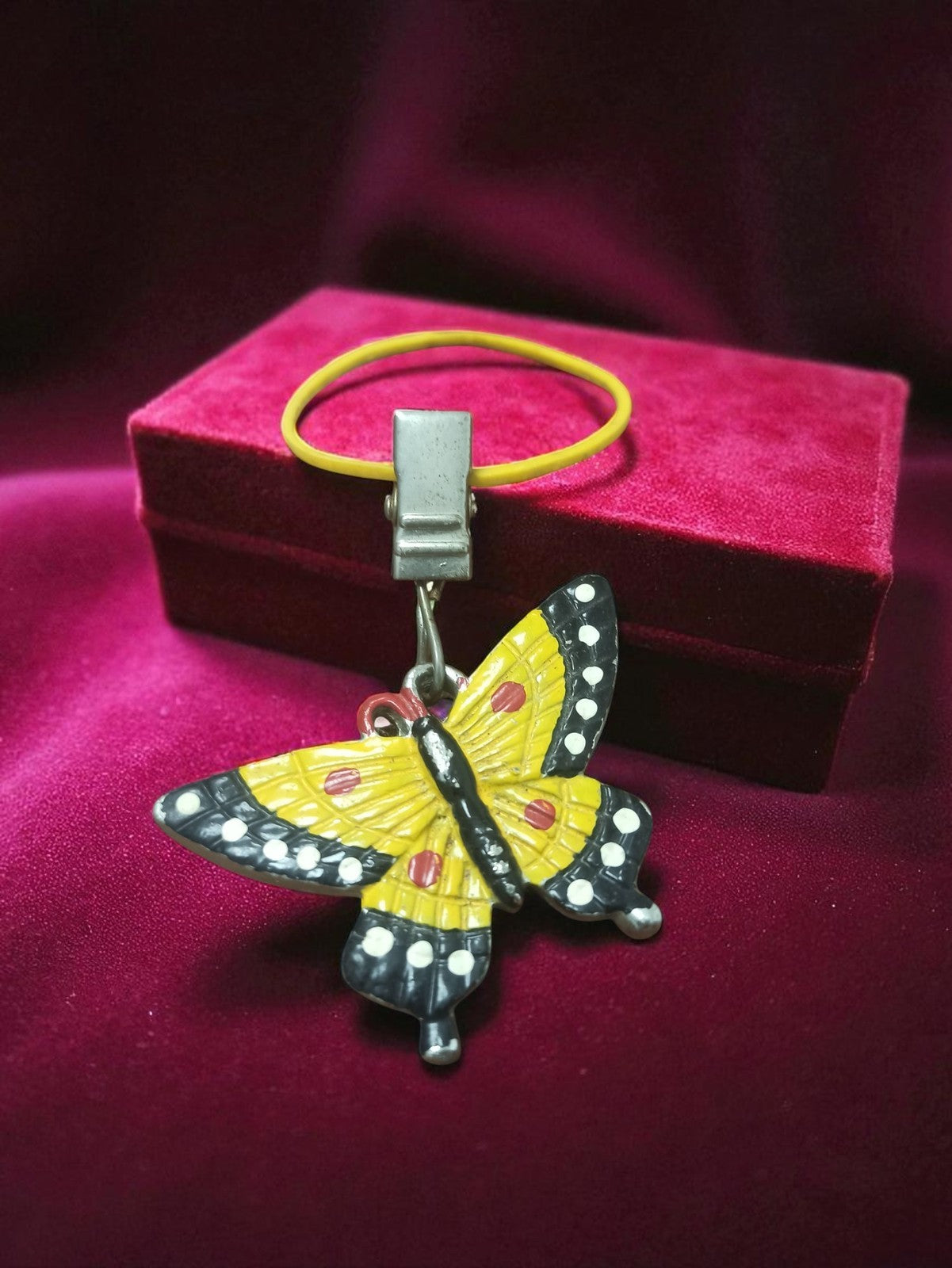 Barrette vintage papillon jaune rétro pince à cheveux clip accessoire coiffure