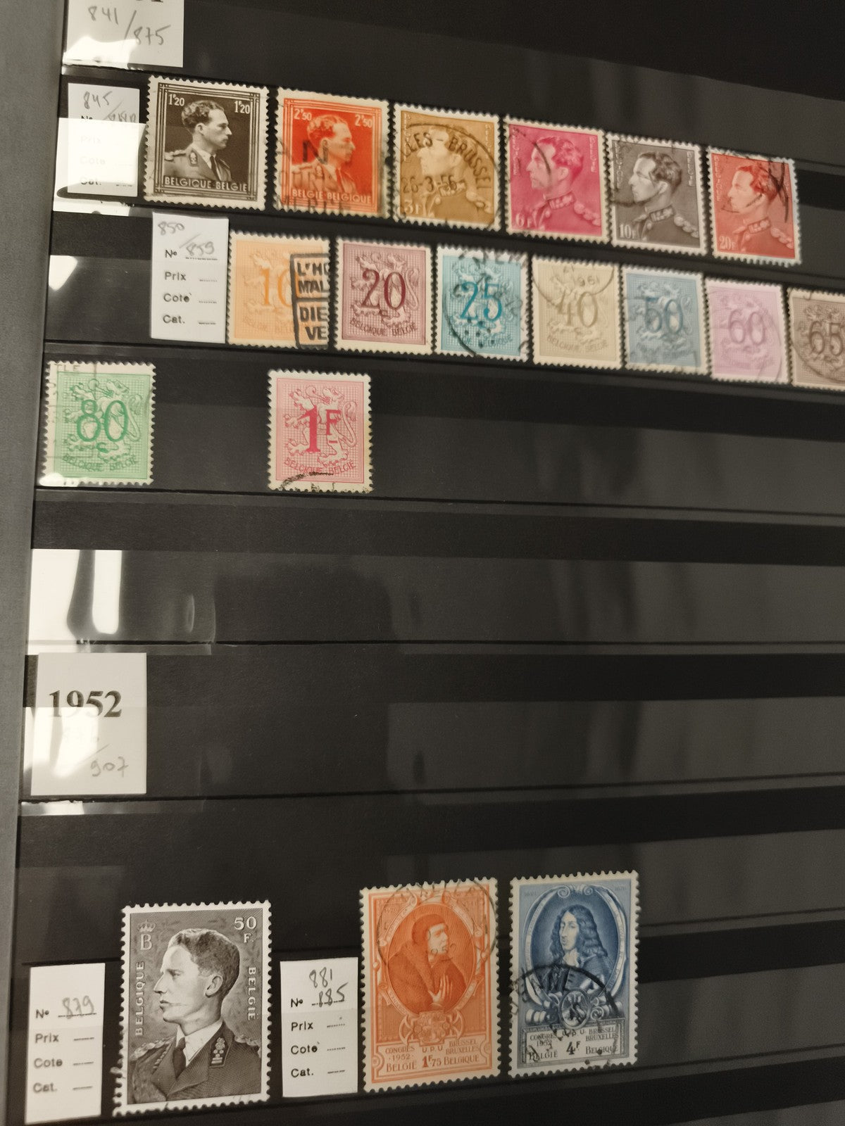 Timbres Belgique années 1940-1950, oblitérés et neufs, couleurs variées philatél