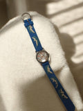 Montre enfant vintage motif dauphin bleue rétro, à remonter, non testée