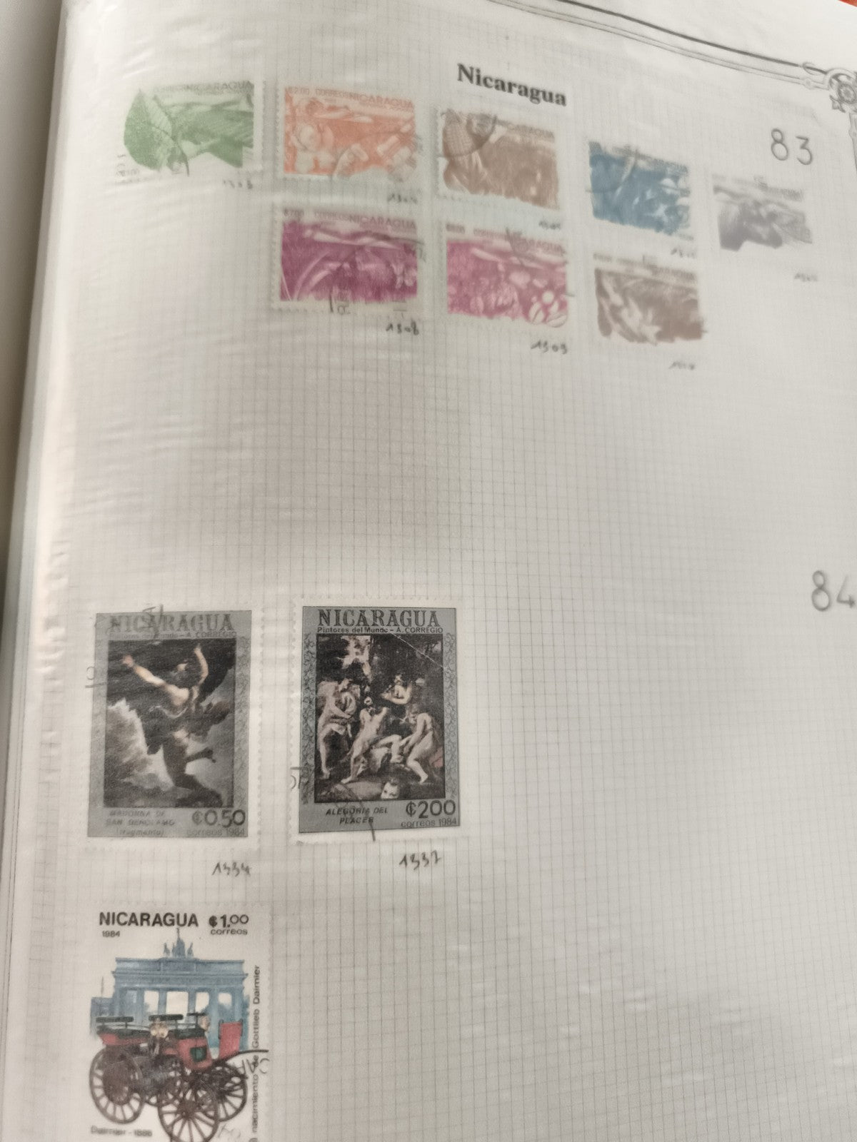 Timbres anciens Nicaragua oblitérés lot thématique 1980s philatélie vintage