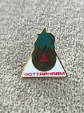 Pin's vintage Rottapharm triangle logo palmier, badge pharma ancien (Ref 10)