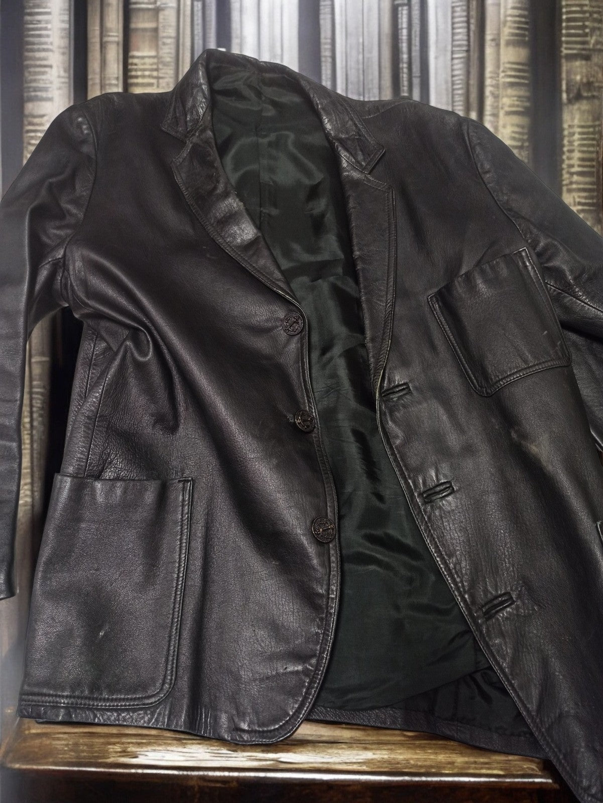 Veste blazer cuir noir vintage ancien rétro veste authentique homme