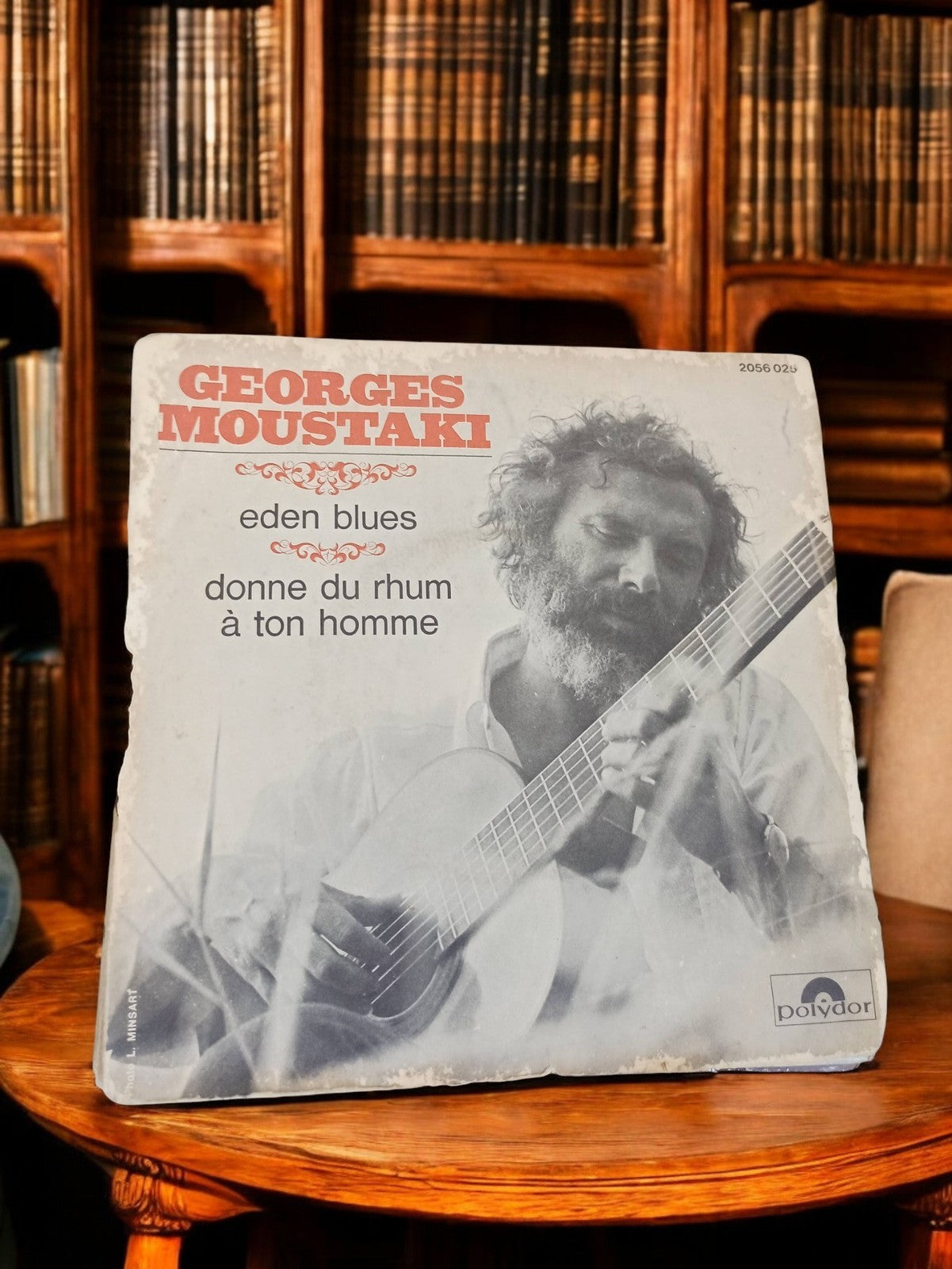 Vinyle 45 tours Georges Moustaki Polydor vintage pochette Eden Blues rétro