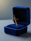 Pendentif croix catholique vintage plaqué or doré bijou religieux ancien