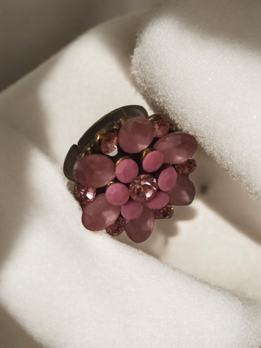 Bague fleur rétro vintage rose fantaisie ancienne taille 56 bijou d’occasion