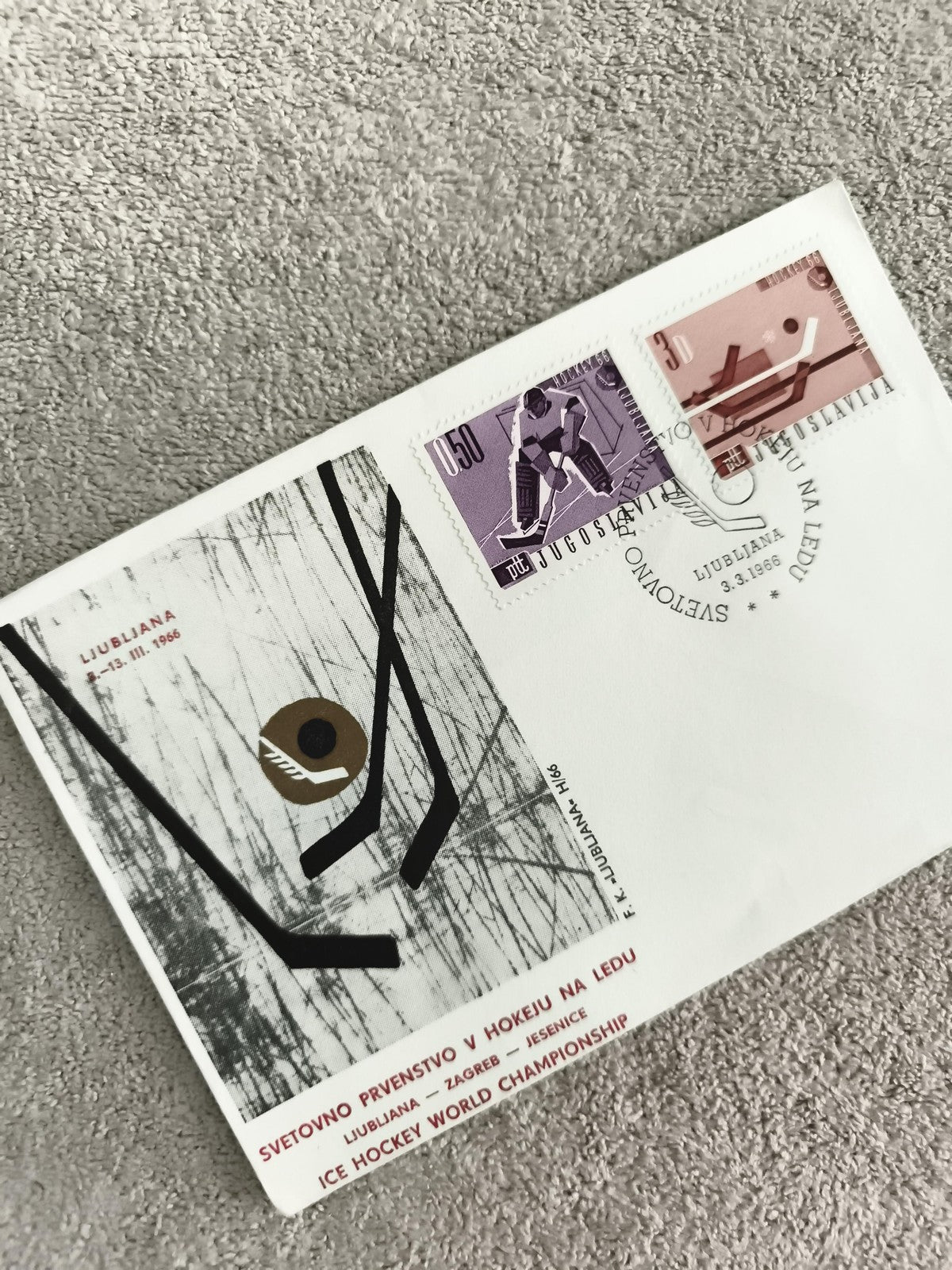 Lettre premier jour hockey sur glace 1986 Yougoslavie Ljubljana philatélie