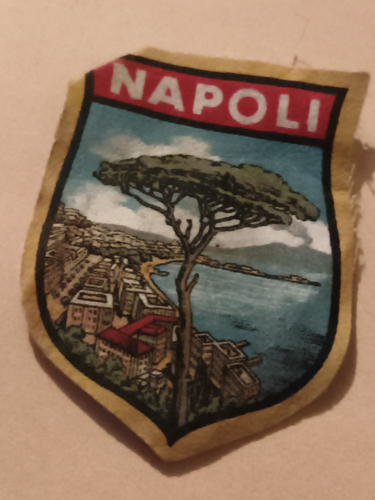 Écusson ancien NAPOLI brodé vintage, blason ville Italie, patch thermocollant