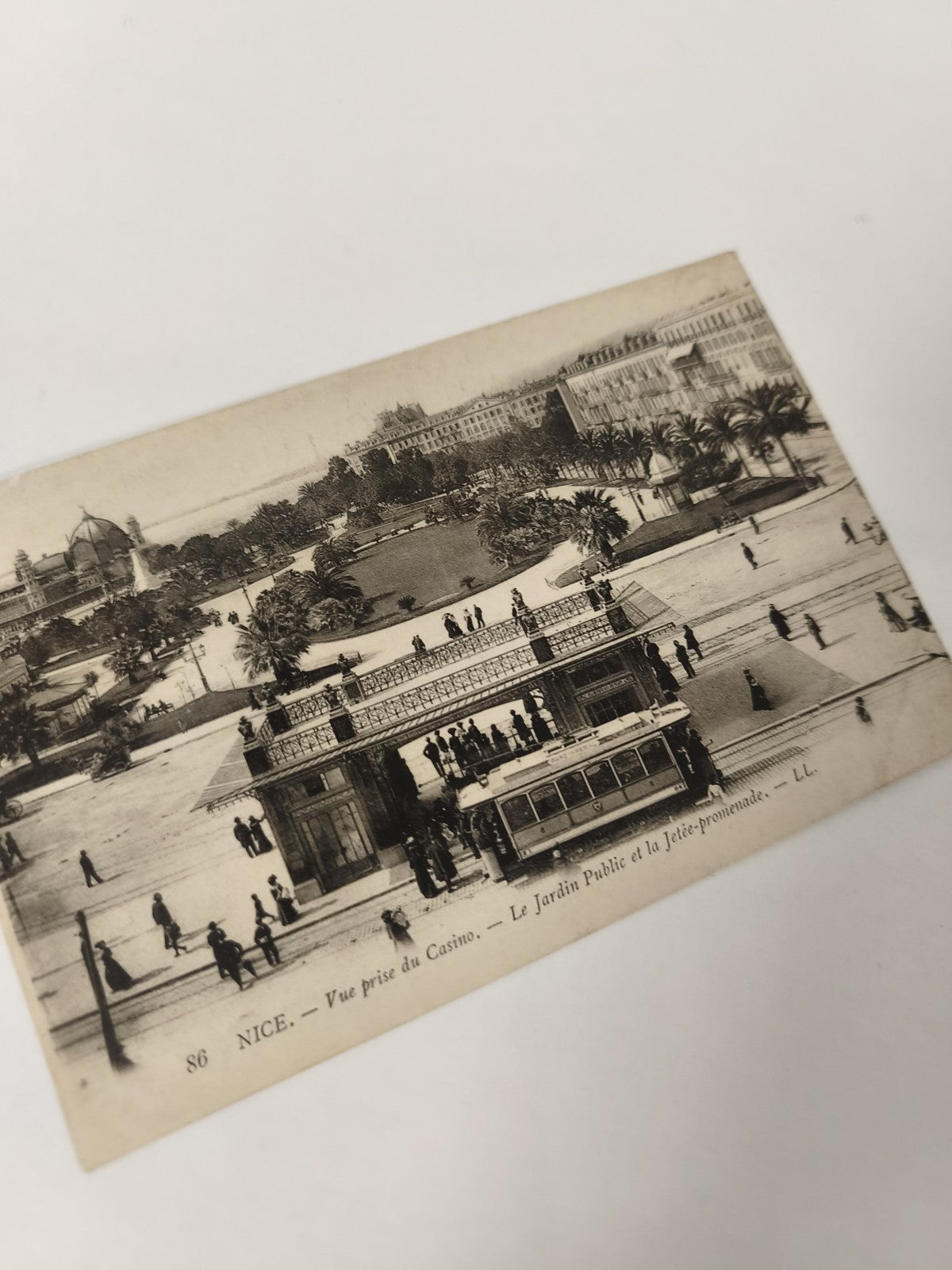 Carte postale ancienne Nice Vue Casino Jardin Public Jetée promenade tramway