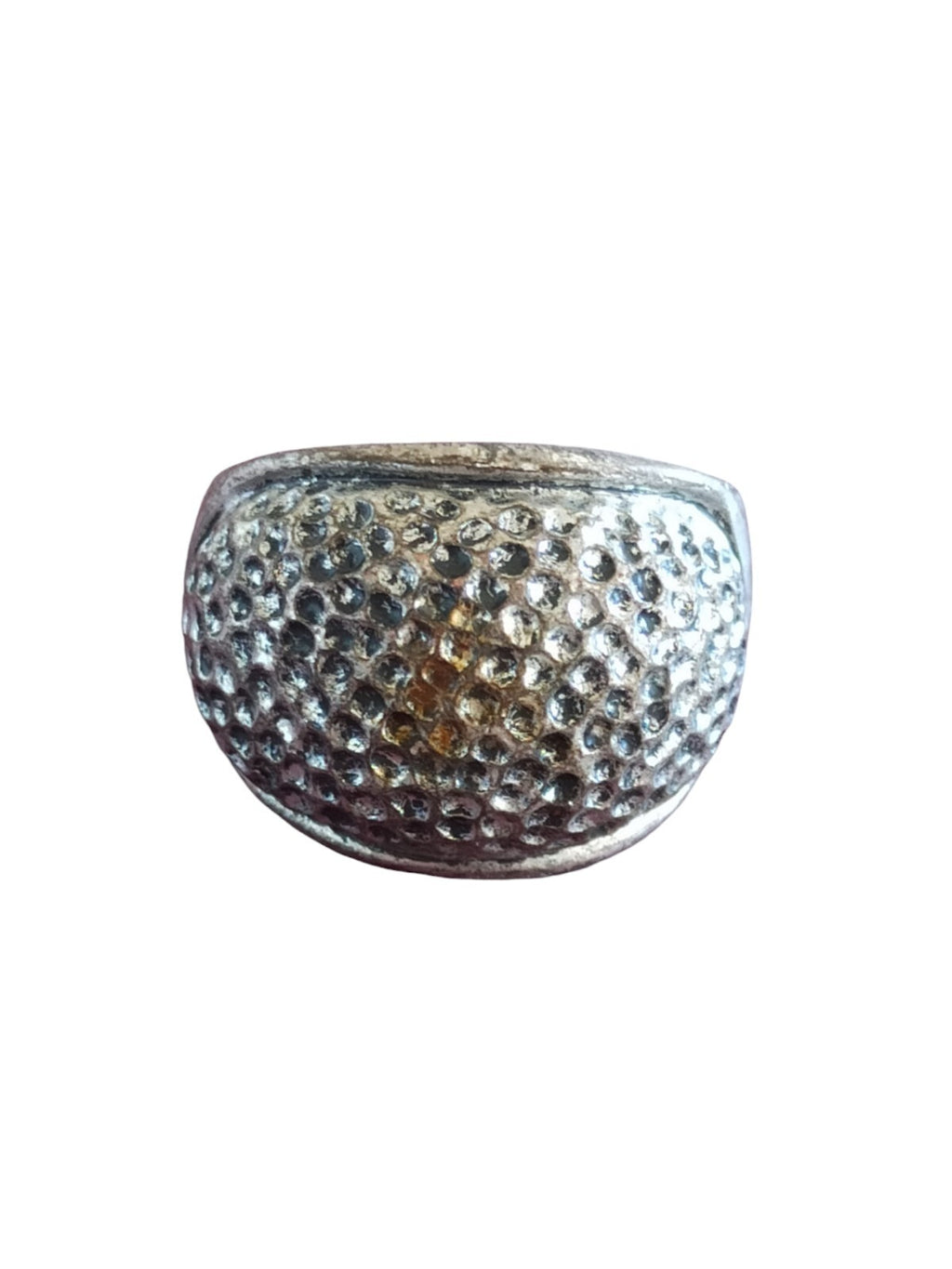 Bague vintage large bombée métal martelé style 70s taille 53