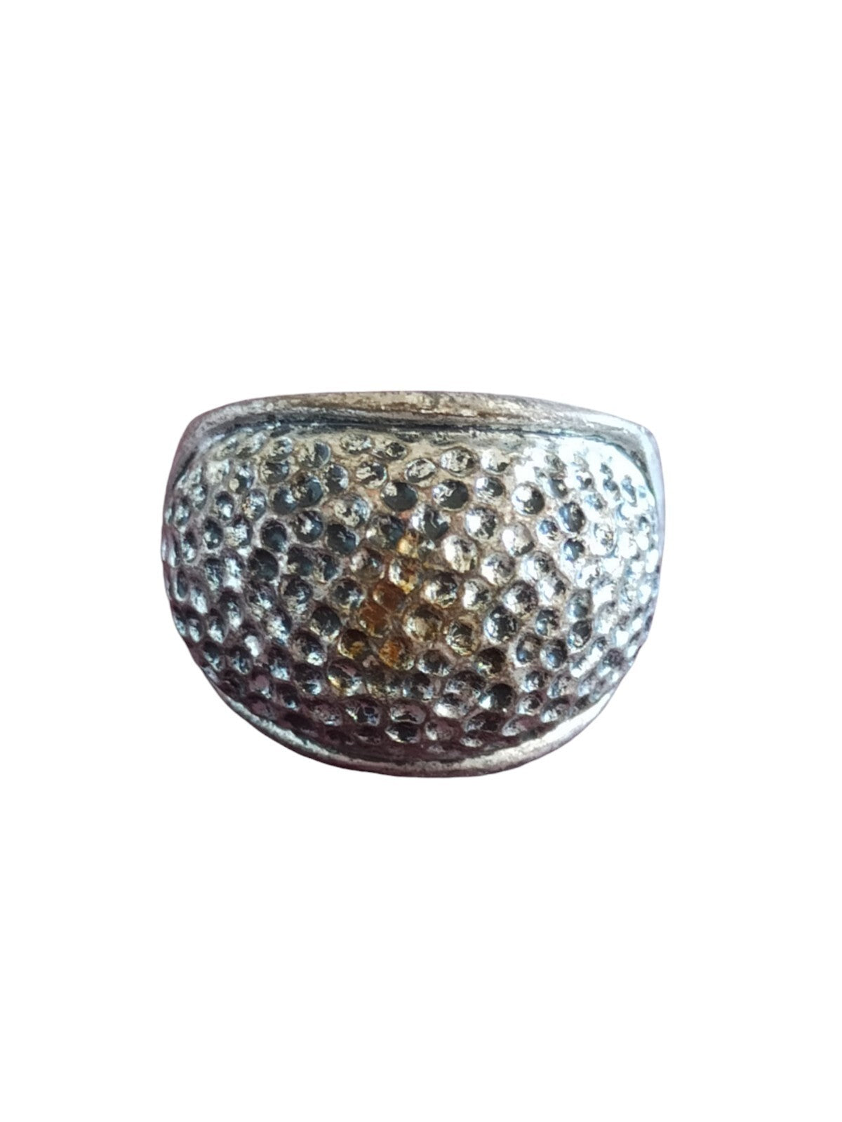 Bague vintage large bombée métal martelé style 70s taille 53