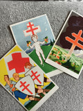 Lot 3 cartes postales Croix de Lorraine illustrées France Seconde Guerre