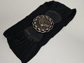 Ceinture vintage femme cuir et tissu boucle métal France années 1970 Ancienne ré