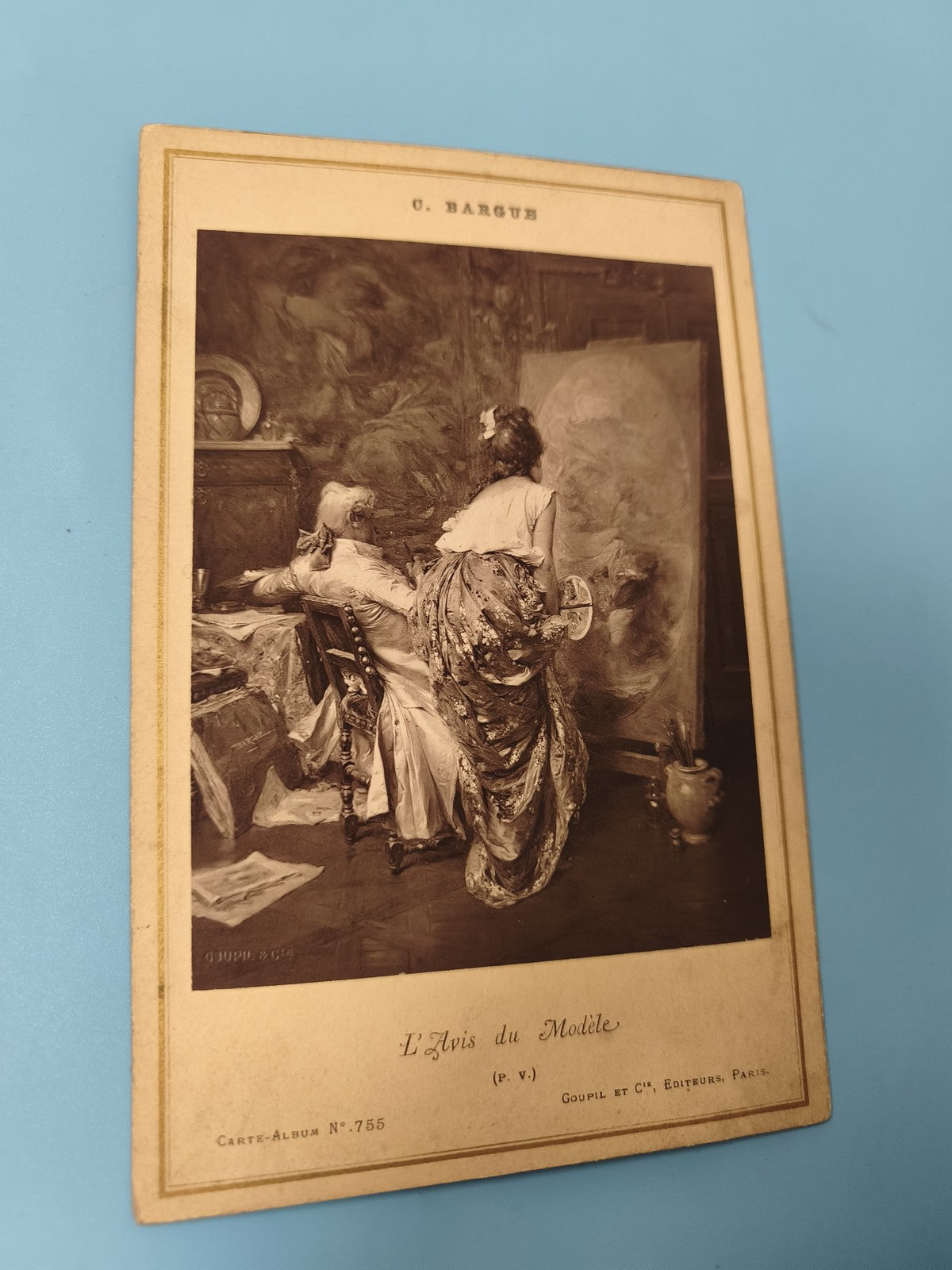 Ancienne photographie C. Bargue L?Avis du Modèle carte-album Goupil Paris