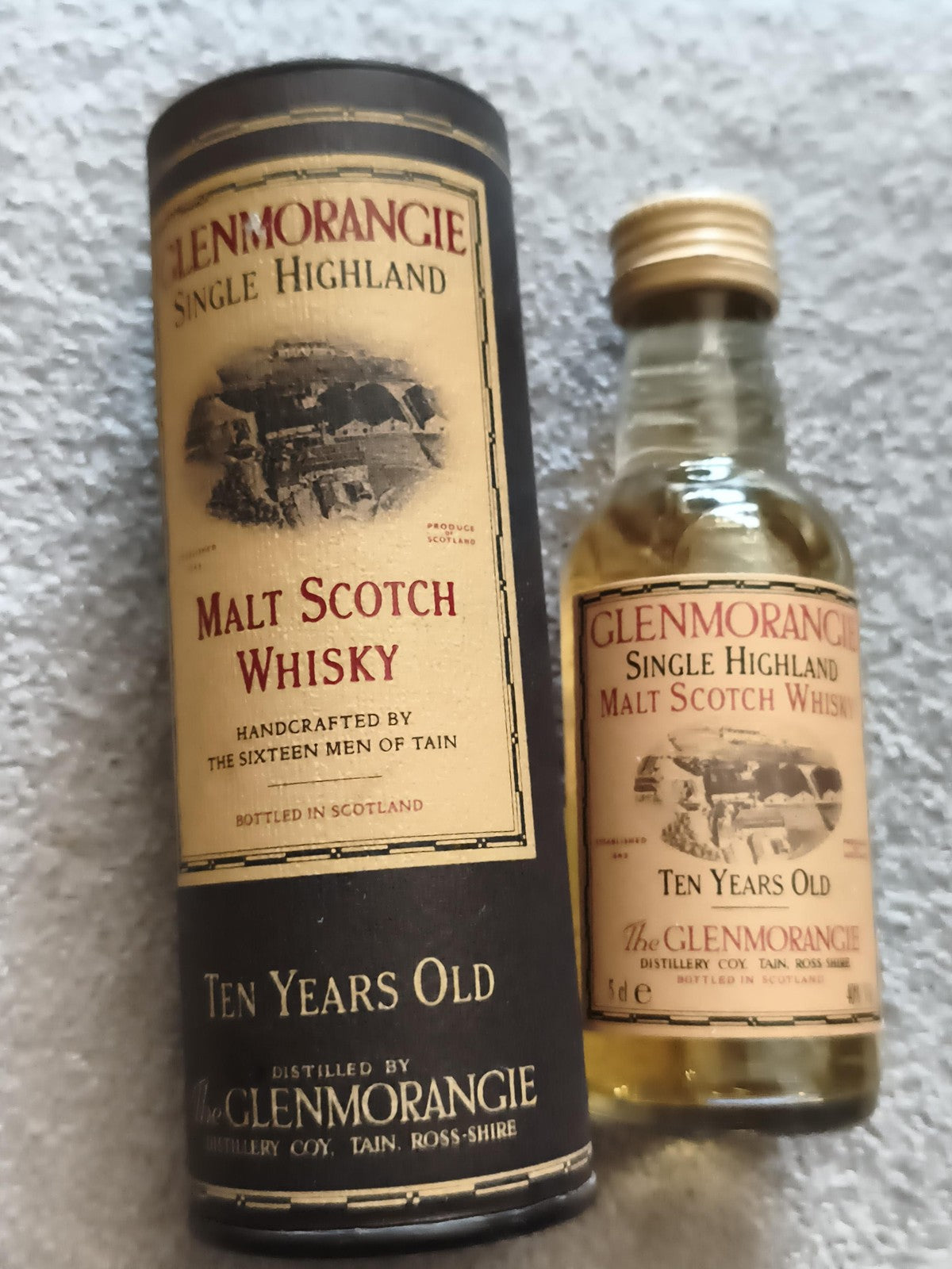 Mignonnette Glenmorangie 10 ans vintage, single malt Scotch whisky, boîte d'orig