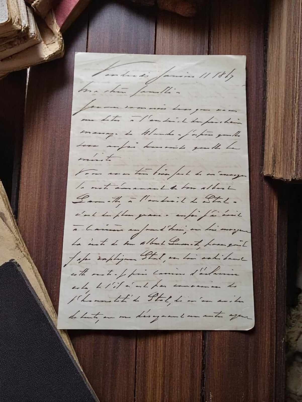 Lettre manuscrite ancienne datée 1867 écriture cursive XIXe siècle à déchiffrer