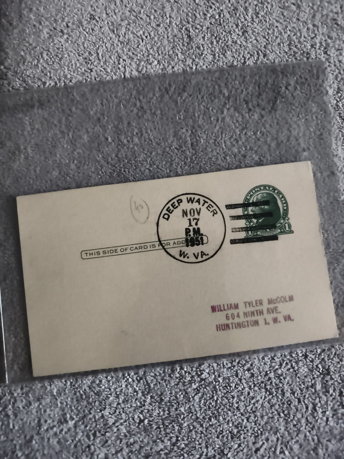 Carte postale USA oblitérée Deep Water 1931 philatélie West Virginia (Ref 27)