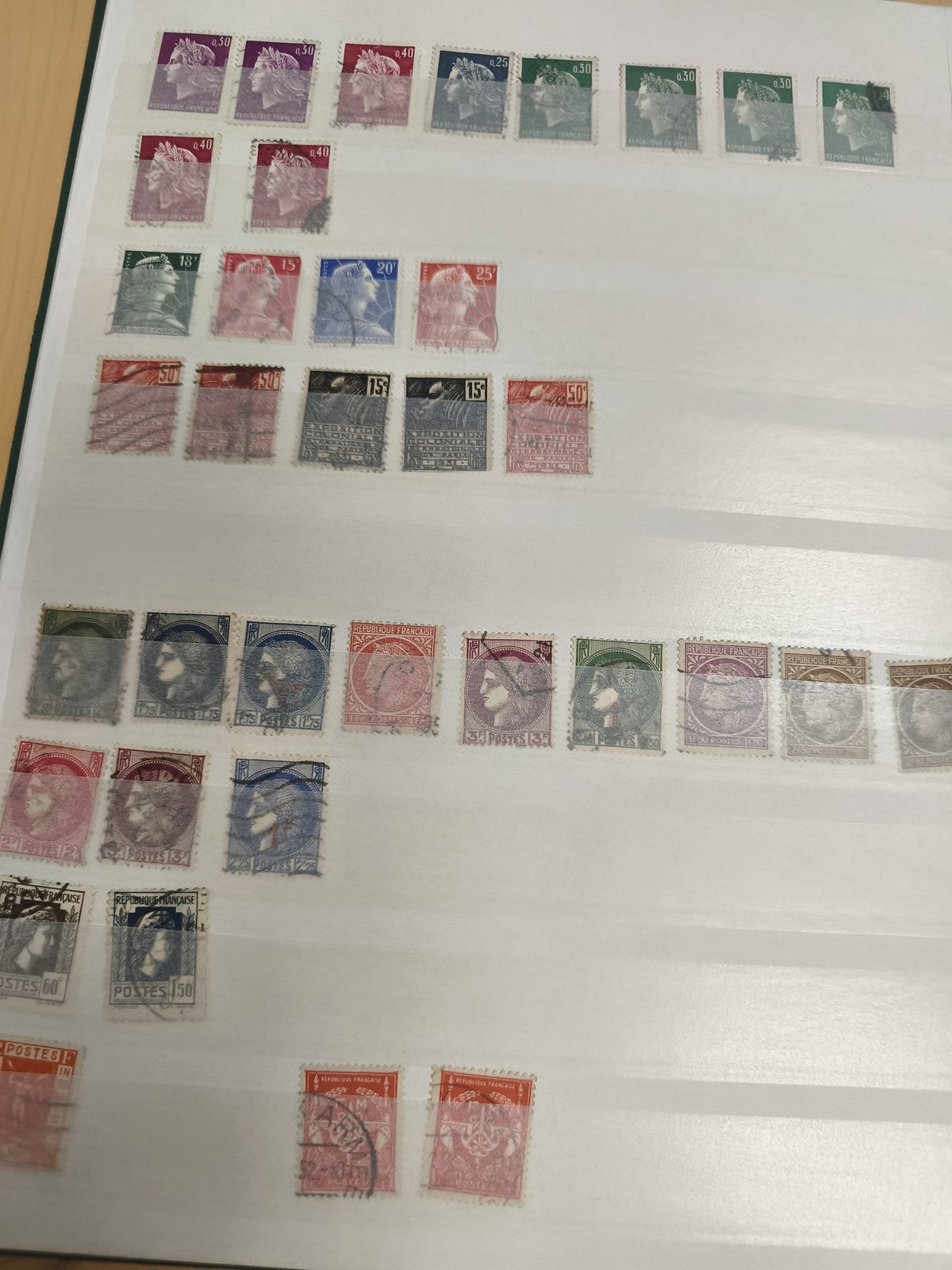 Lot timbres France oblitérés République Française philatélie couleurs variées
