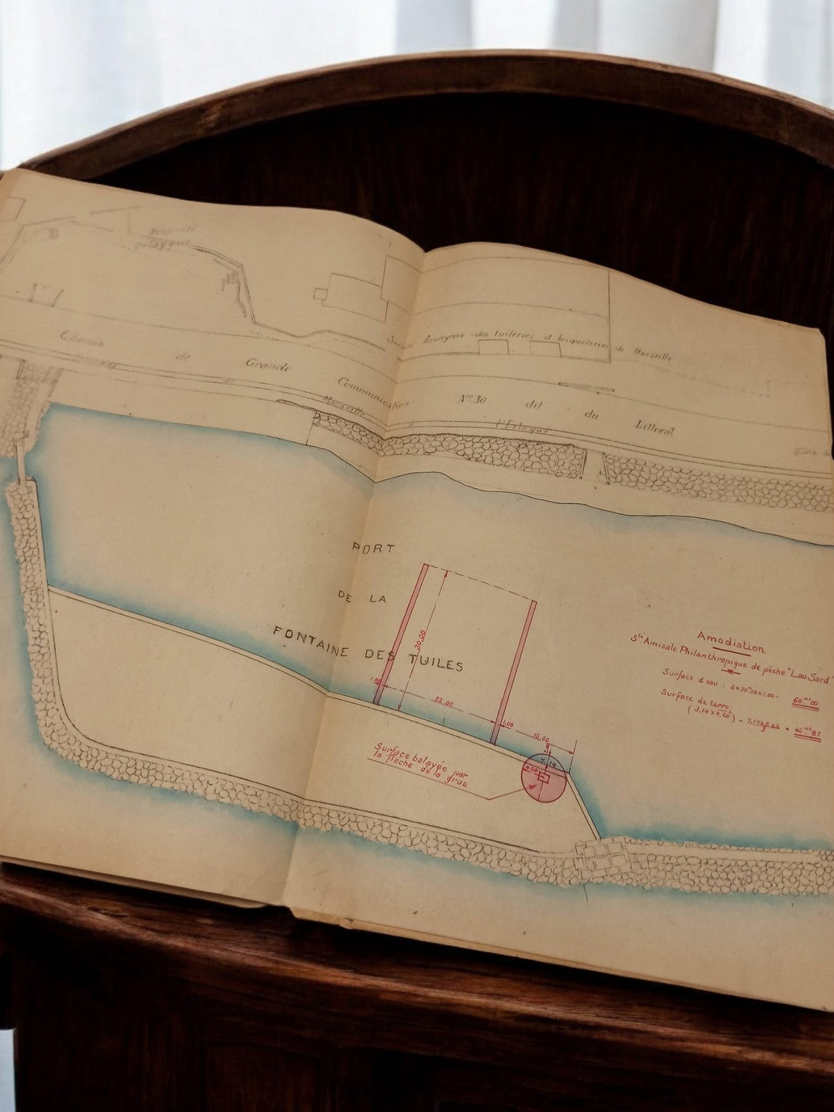 Plan ancien Marseille années 1930-40 travaux publics port Fontaine des Tuiles