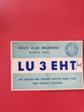 Carte radio Radio Club Argentino LU3EHT Buenos Aires bleu et blanc