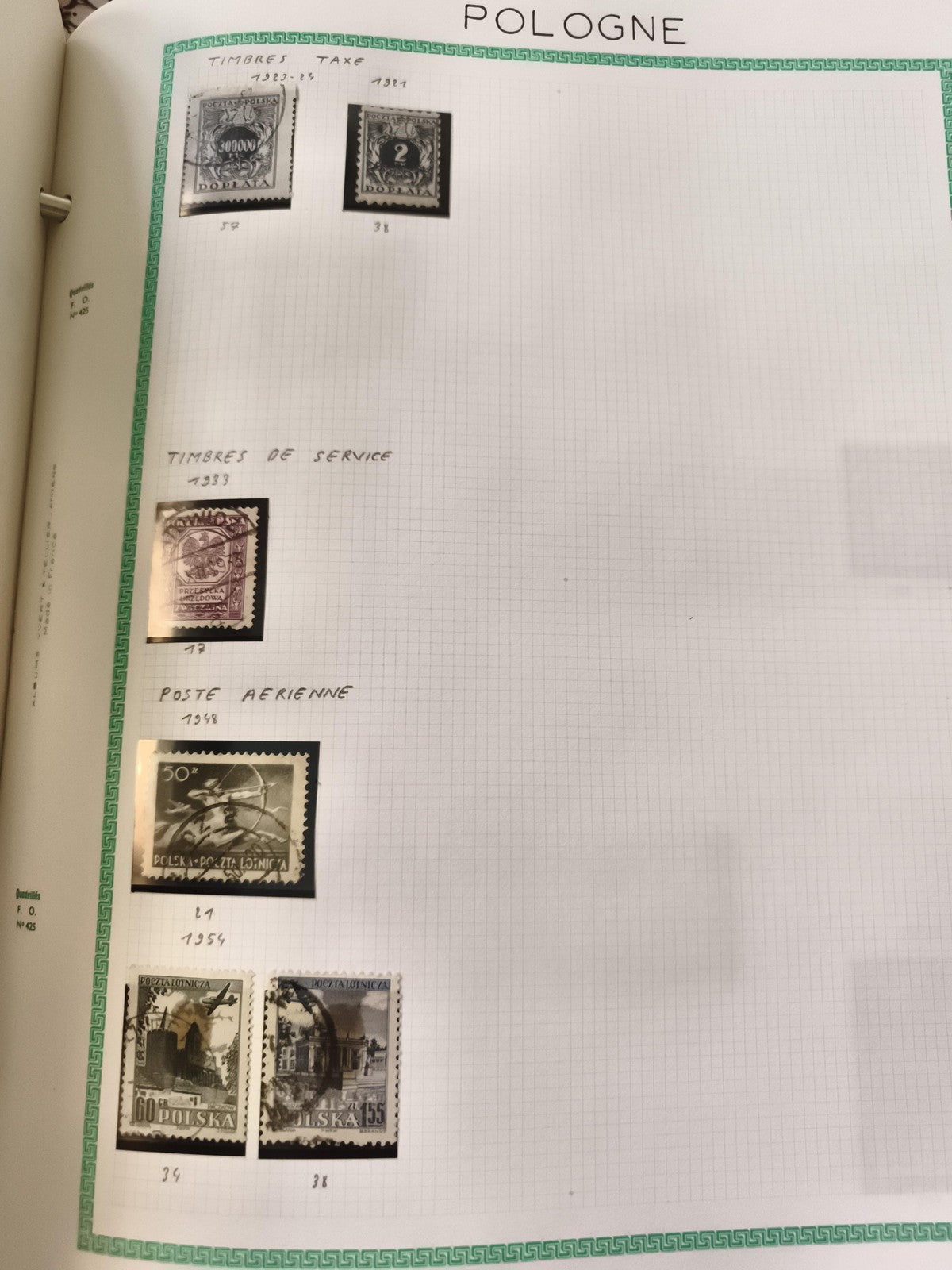 Timbres Pologne taxe service poste aérienne obl., 1930s-1950s philatélie