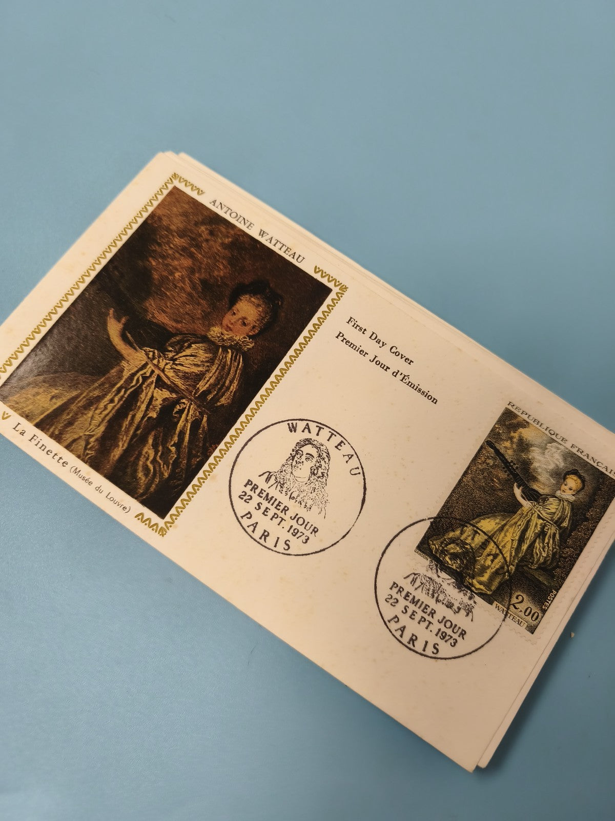 Enveloppe Premier Jour FDC Antoine Watteau Paris 1973 timbre illustré