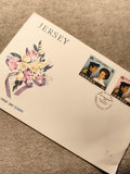 Enveloppe premier jour Jersey 1973 timbres mariage fleurs philatélie (Ref 27)