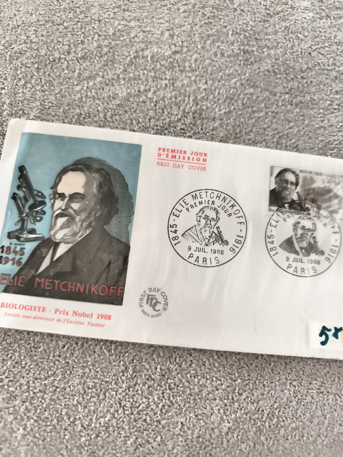 Lettre FDC Premier Jour Élie Metchnikoff 1966 Paris philatélie ancien