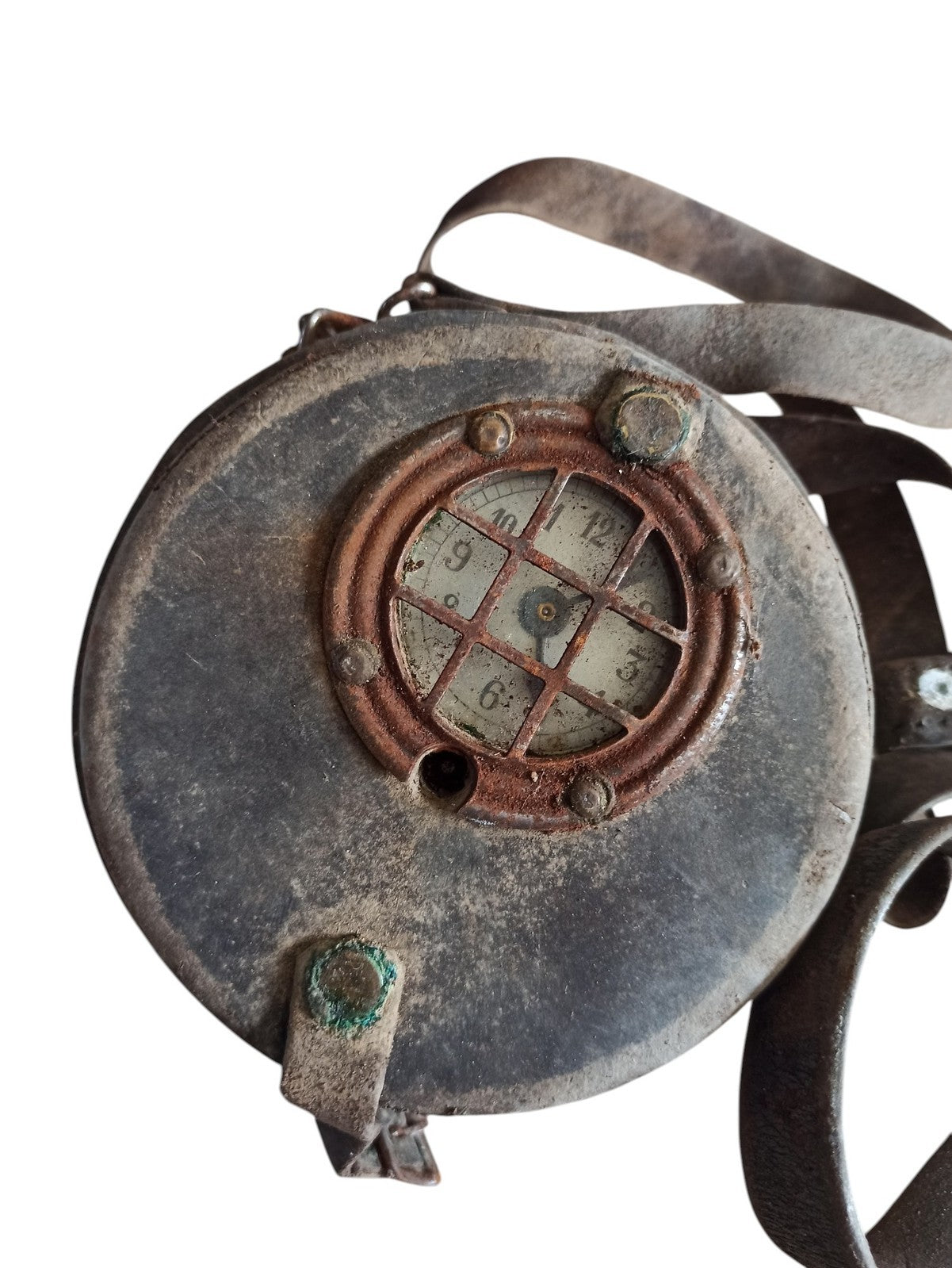 Horodateur ancien rond 1940, pointeur de ronde vintage, cadran métal patiné