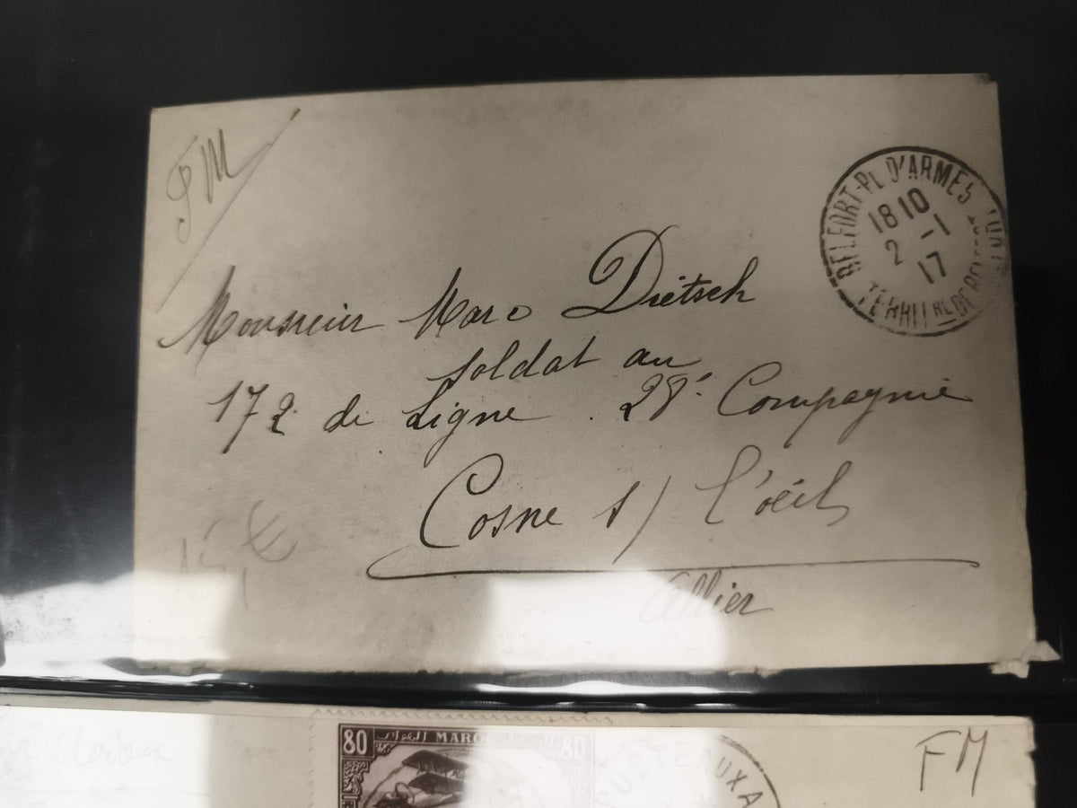 Lettre militaire 1917 PM 172e régiment Ligne Allier cachet RETRPT D'ARMES philat