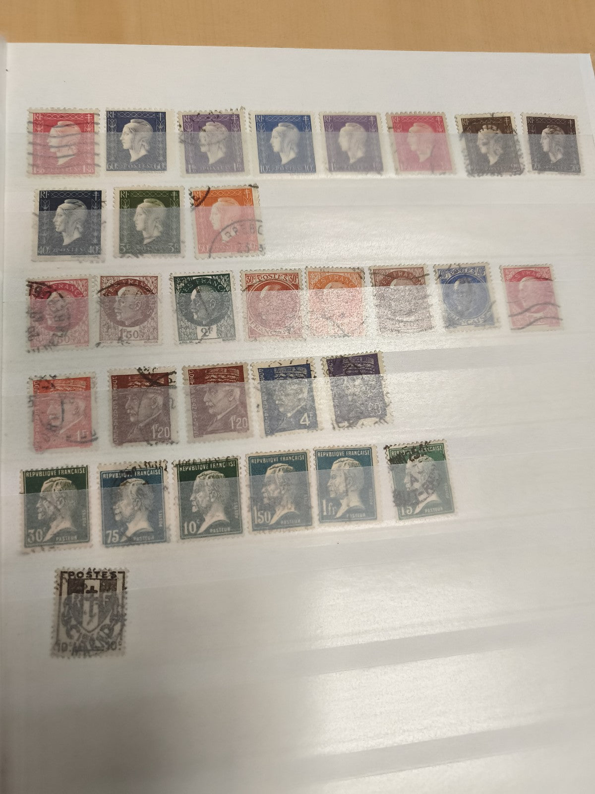 Lot timbres France oblitérés Marianne Semeuse Pasteur diverses couleurs philatél