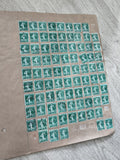 Gros lot anciens timbres Marianne 35c verts sur planche philatélie étude
