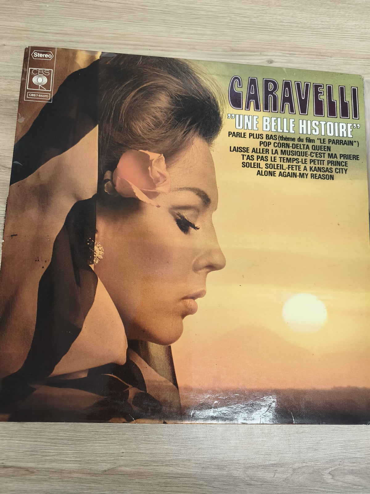 Vinyle 33T Caravelli Une Belle Histoire CBS pochette femme fleur orange